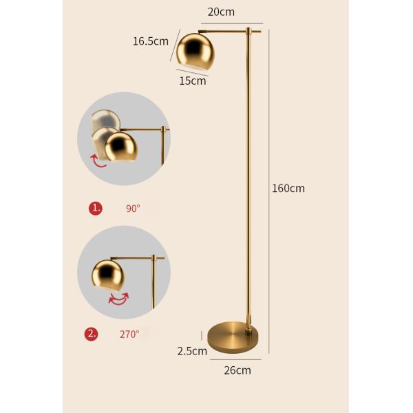 direct factory antique brass LED floor lamp eye protection work light office standing lamp hotel guest room light luxury
