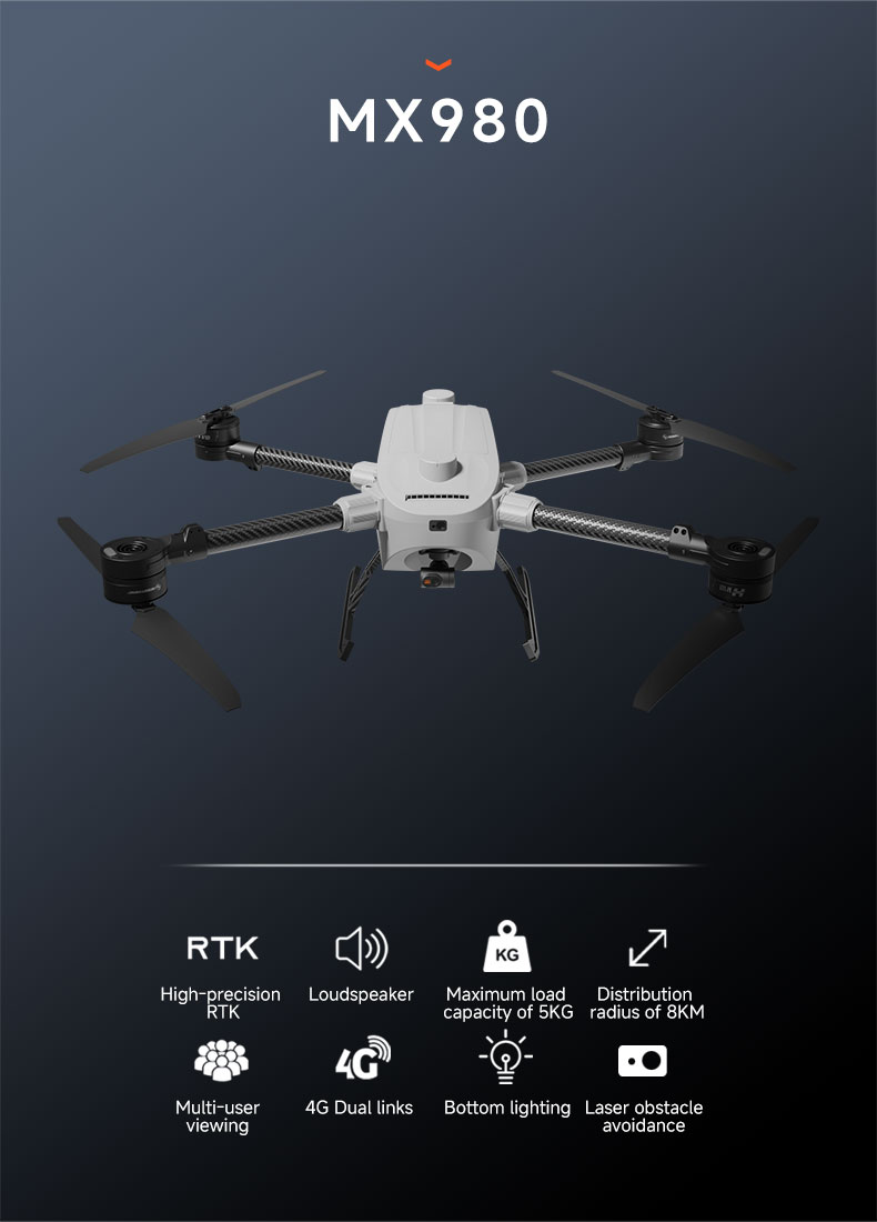 SKYDROID MX980 Folding Multifunctional Logistics Drone Maximum Load Capacity of 5KG High-Precision RTK 8KM Delivery Drone