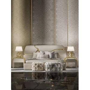 Lapiaz King Upholstered Platform Bed Inlaid Gold Stainless Steel