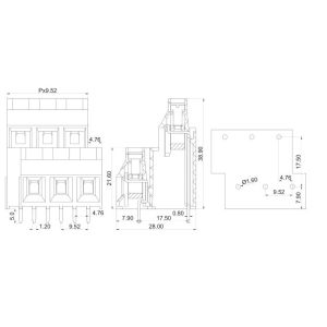 RD950A PCB Spring Terminal Block 3PX2 Level Total 6pin