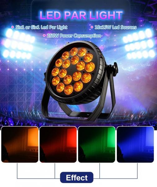 IP65 18*15W Waterproof LED Par Light RGBWA 5in1 for Music Show Wedding&Party