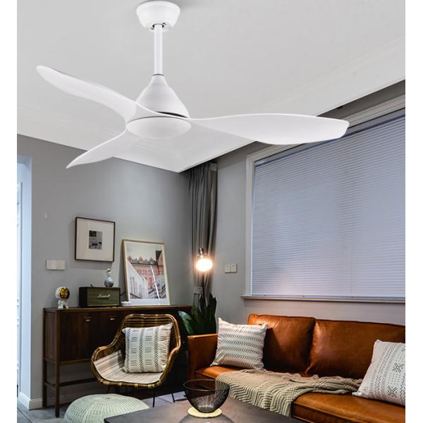 White 48In Bathroom Ceiling Fan With Light 3 ABS Blades