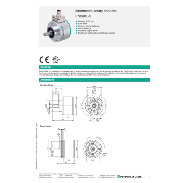 PEPPERL+FUCHS Incremental Rotary Encoder with 2048 Pulses for Industrial Automation in Plastic Housing