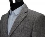 Grey Herringbone Mens Casual Blazer Jacket Fine Workmanship Woolen Warm Wear
