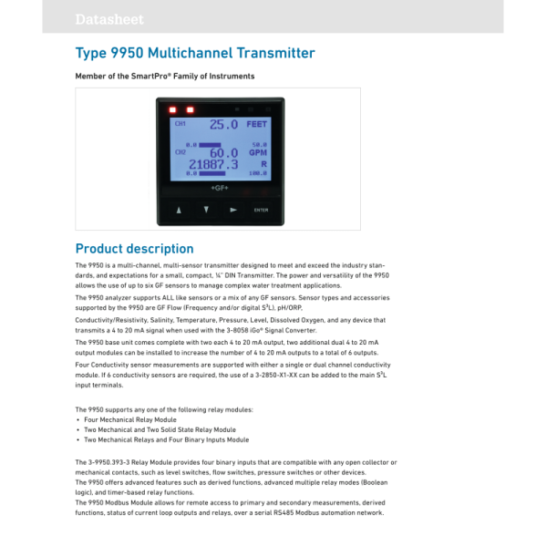 3-9950-1 GF Signet Type 9950 Multi Channel Transmitter