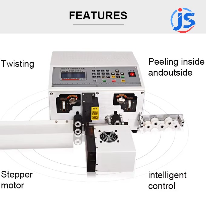 Two Wires Flat Sheathed Cable Jacket Stripping and Inner Cores Stripping Twisting Machine Dual-Head Wire Cut Strip Twist Machine