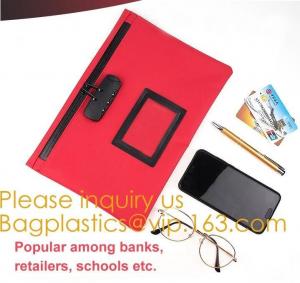 Buy cheap Leatherette Money Security Deposit Bag With Framed ID Window,Custom zipper file folder bag PU leather pouches deposit ba product