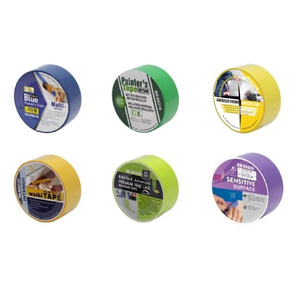 Colored Crepe Automotive Masking Paper Tape High Temperature No Glue Residue