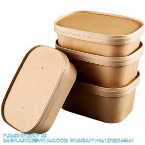 Biodegradable Rectangle Kraft Paper Bowl Recyclable Square Kraft Paper