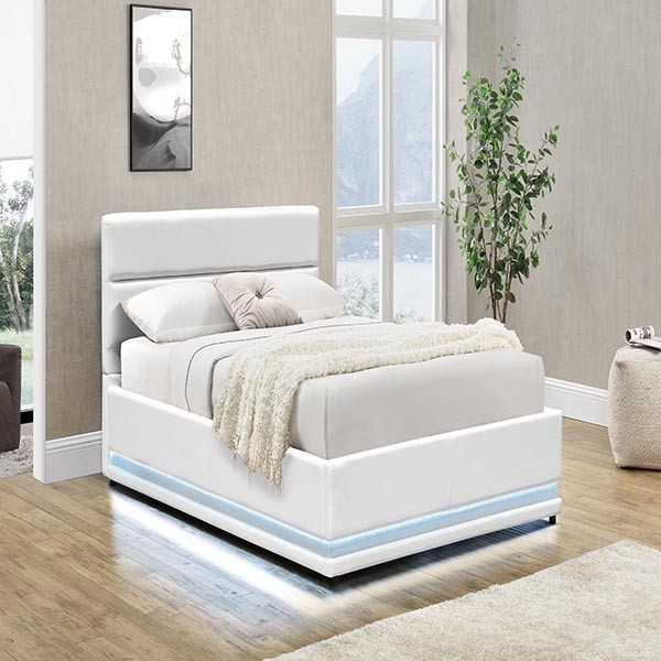 White Solid Back Gas Lift Queen Storage Bed Comfortable For Sleep FSC