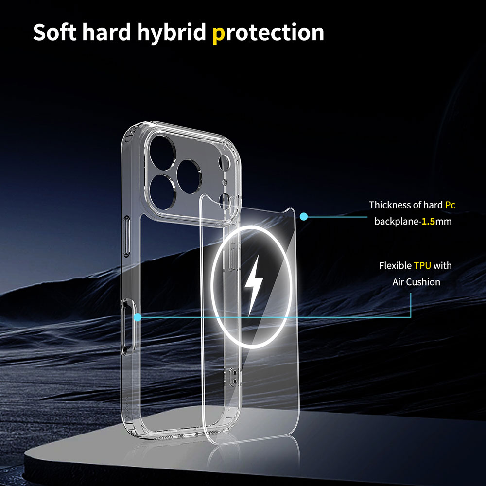Laudtec Precision Cut Anti-Scratch Hard PC Back Clear Magnetic Phone Case for iPhone 18 17 16 Pro Max Built-in 12N Strong Magnet