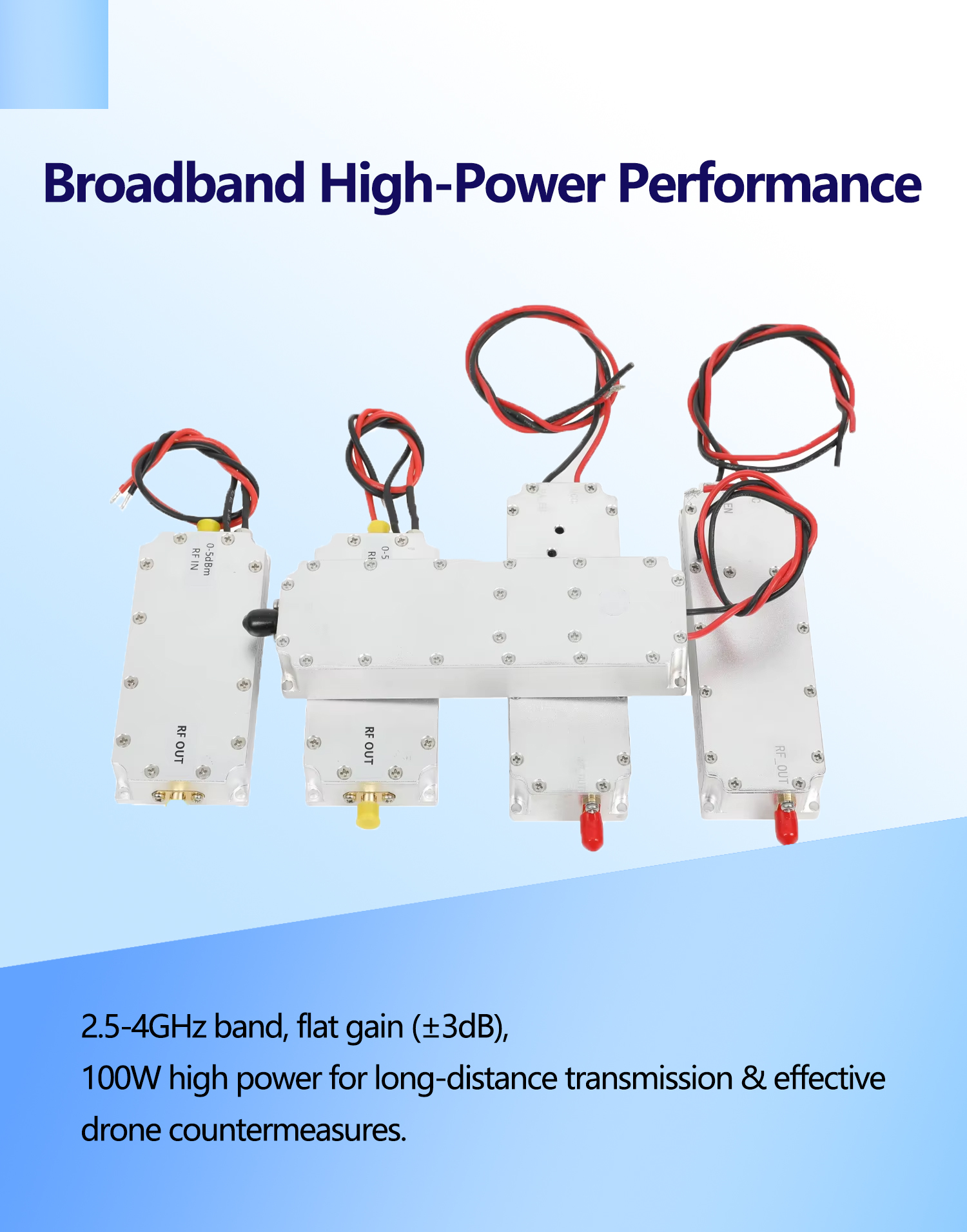 1.4G 10W GaN RF Power Amplifier Module with 40dBm Gain for UAV Countermeasure System