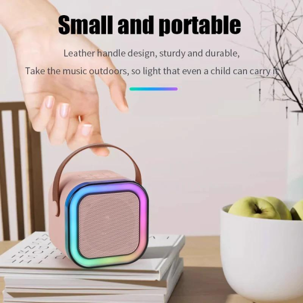 Mini Speaker LED Light P8 BT 5.3 HiFi Sound System Dual Wireless Microphone Bluetooth Karaoke Kids Gift Portable