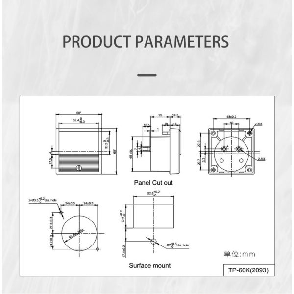 TP-60K Analog AC Ammeter 0-2A Panel Amp Meter for Welding Machine & Power Distribution Equipment