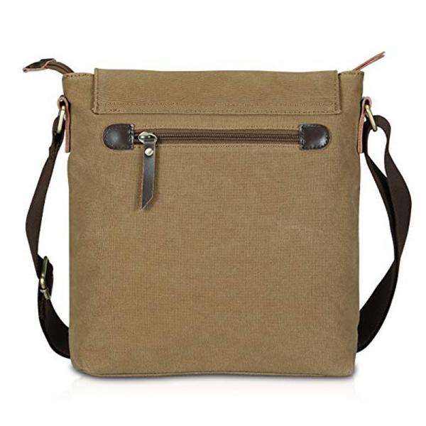 Vintage Multifunctional Canvas Crossbody Purse Bag Light Brown For Traveling