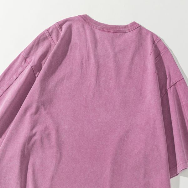 320g 100% Cotton Knitted Oversized Blank Vintage Embroidered Letter Pattern Breathable O-Neck Washable Short Men's T-Shirt
