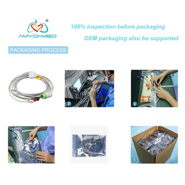 Quick Connect Ge 5 Lead Ecg Cable Non Interfering Material Safety Customization