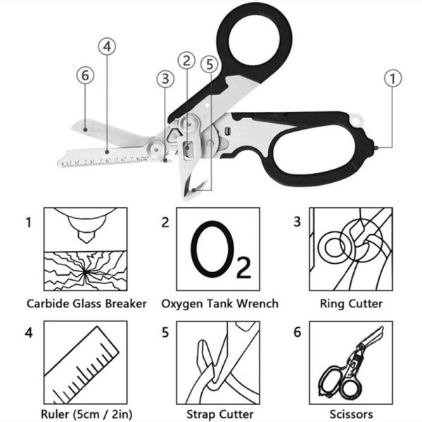 Multifunctional Portable Tactical Folding scissors Retractable Hexagonal Screw Reinforcement