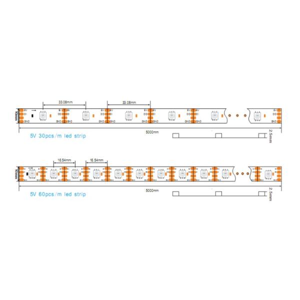 CS2803 Black Digital LED Strip Lights Customized Length For Libraries / Hospitals