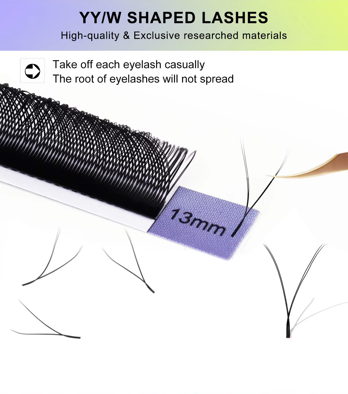 0.07mm Natural Long Faux Mink Synthetic Hair Extension Tray Black Individual PBT