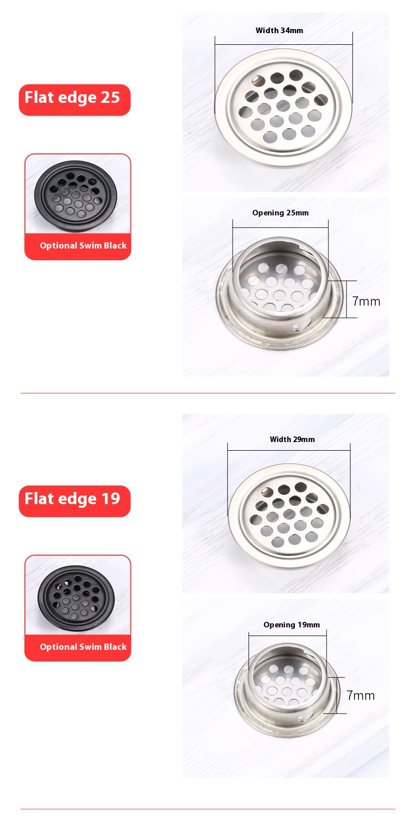 Double-Sided Stainless Steel Durable Modern Design Ventilation Mesh Plug for Living Room Wardrobe Cabinet Exhaust Ventilation