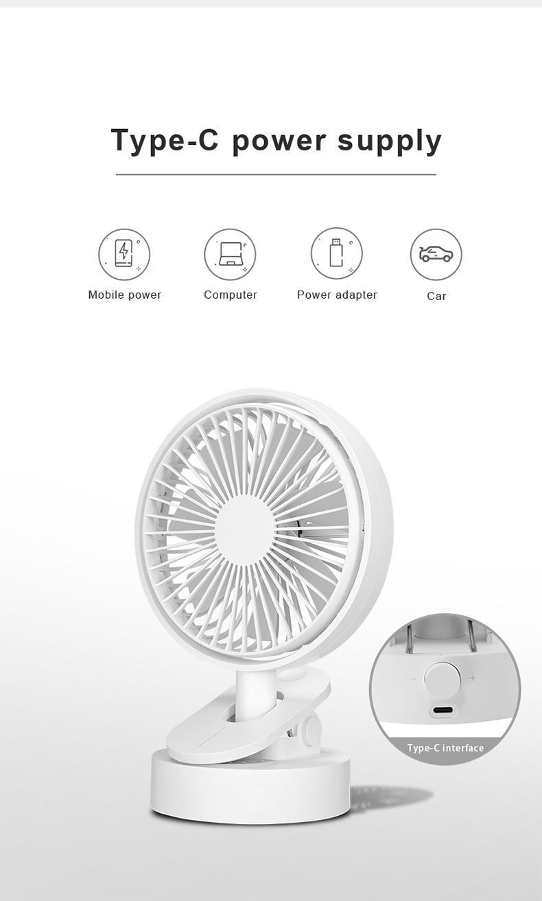 Table Clip Fan Oscilation With Clips Rechargeable Portable Handheld Table Clip Fan