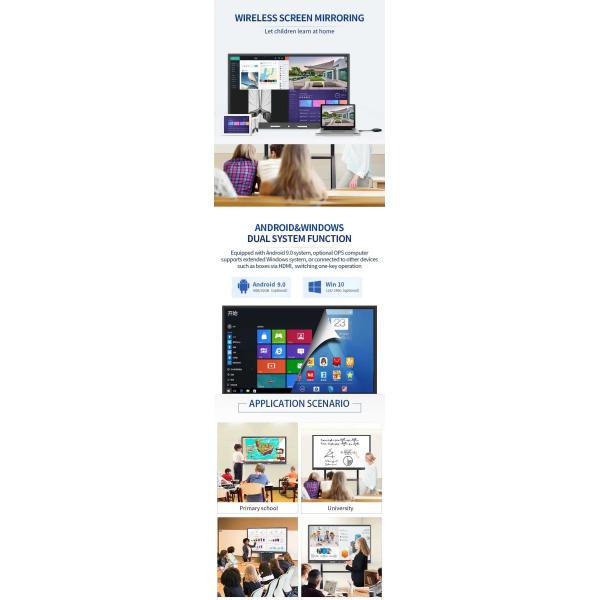 Ultra HD 75 Inch Touchscreen Display All In One Intelligent Board Interactive