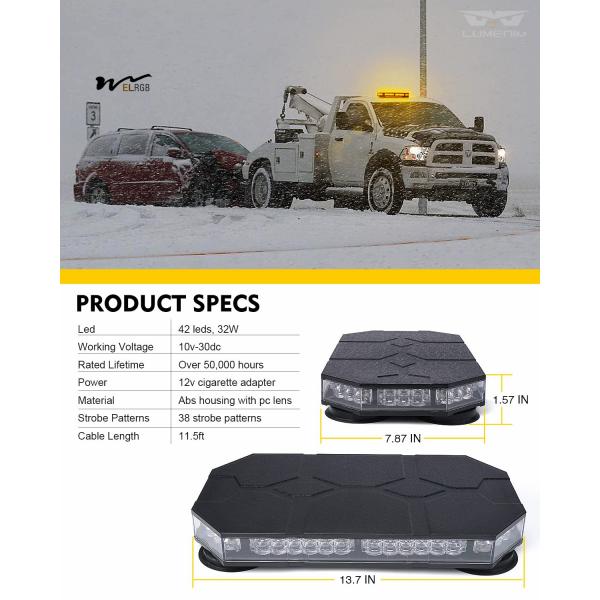 Power Source Corded Electric LED Strobe Beacon Lights Bar for Emergency Traffic Warning