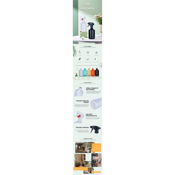 500ml Round Colorful Squat Refillable Fine Mist Spray Bottle