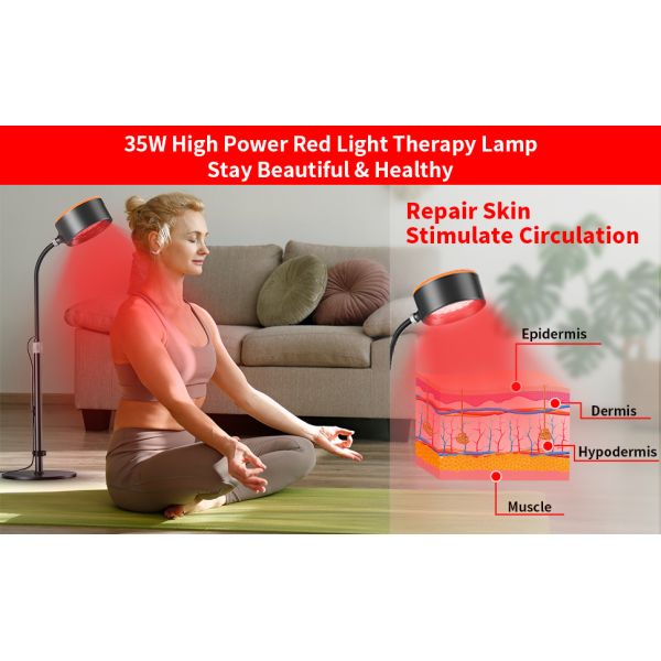 LED Infrared Light Therapy Lamp with Adjustable Stand and Remote Control for 660nm and 850nm Wavelength