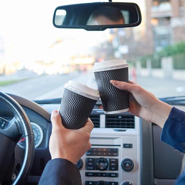 400ml PLA Sturdy Durable Corrugated Paper 12oz Ripple Cups With Lids