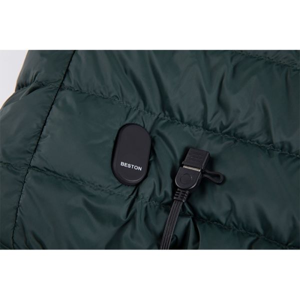 Men's Lightweight Down Puffer Jacket with USB-powered Heating Water-resistant Windproof Hood