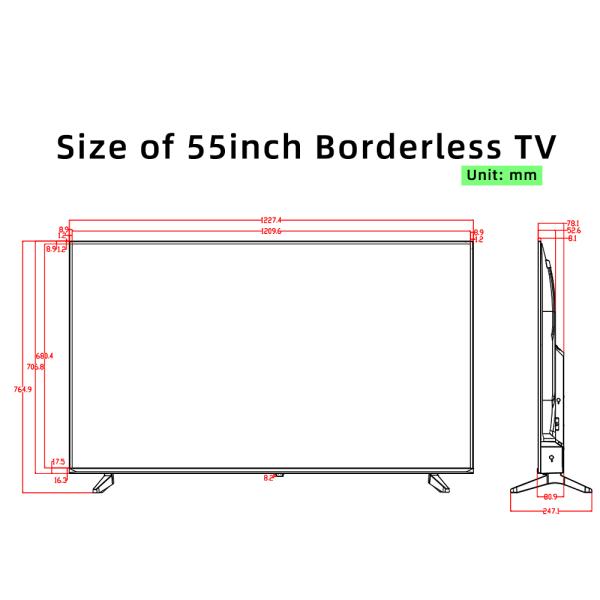 55" Ultra Slim Bezel Smart TV, 2K/4K UHD A+ Panel | Customizable For Business Use Hotels, Restaurants, Retail Stores, And Corporate Environments