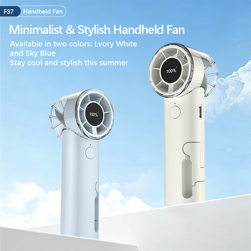 Custom logo Rechargeable Cooling Fan Handheld LED Display Fan Battery Powered for Wedding Gift Household Car Hotel