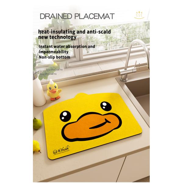 Customizable Cute Cartoon Pattern Kitchen Dish Drying Super Drainage Mat Make It Your Own