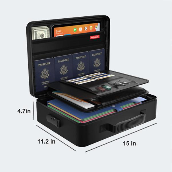 Fireproof Waterproof Document Organizer Box Large Capacity File Storage Case with Lock Certificate & Bill Holder for Home Office Use Moisture