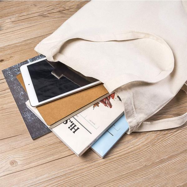 Plain White Cotton Beach Bag Promotional Square Sundry Easy Cleaning