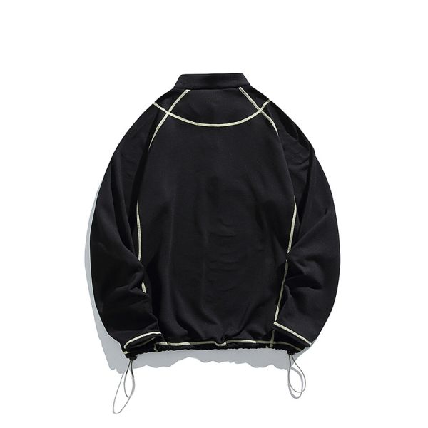 Custom Men's Quarter Zip Stand Collar Thermal Fleece Pullover Antibacterial Contrast Stitching Outdoor Hiking Top
