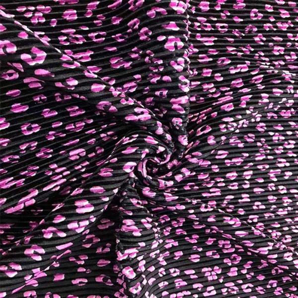 Medium Weight 150cm Polyester Pleated Crepe Fabric Leopard Printed Fabric