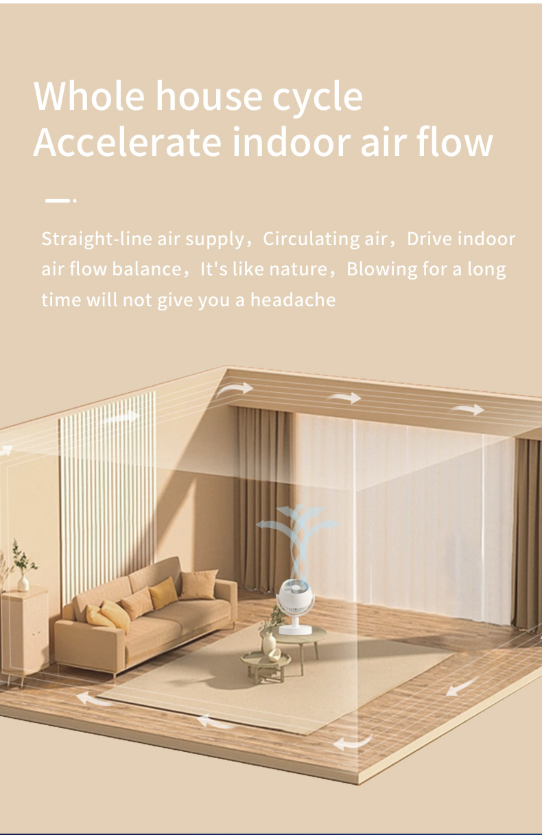 Whole Room 120-Degrees Variable Speeds Adjustable Tilt Low Noise DC Motor Table Air Circulator Desk Oscillating Fan With Remote