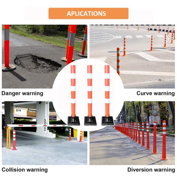 JACKWIN Flexible Traffic Warning Delineator Post with rubber base 86 cm (height can be customized)