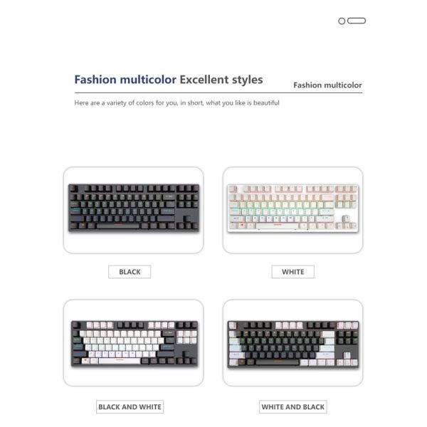 Professional Wired Mechanical Gaming Keyboard with 87 Keys LED Backlit and Metal Panel