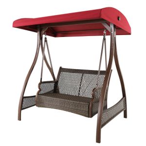 Outdoor Furniture Metal Frame PE Rattan Hanging Swing Chair for Courtyard Garden Beach