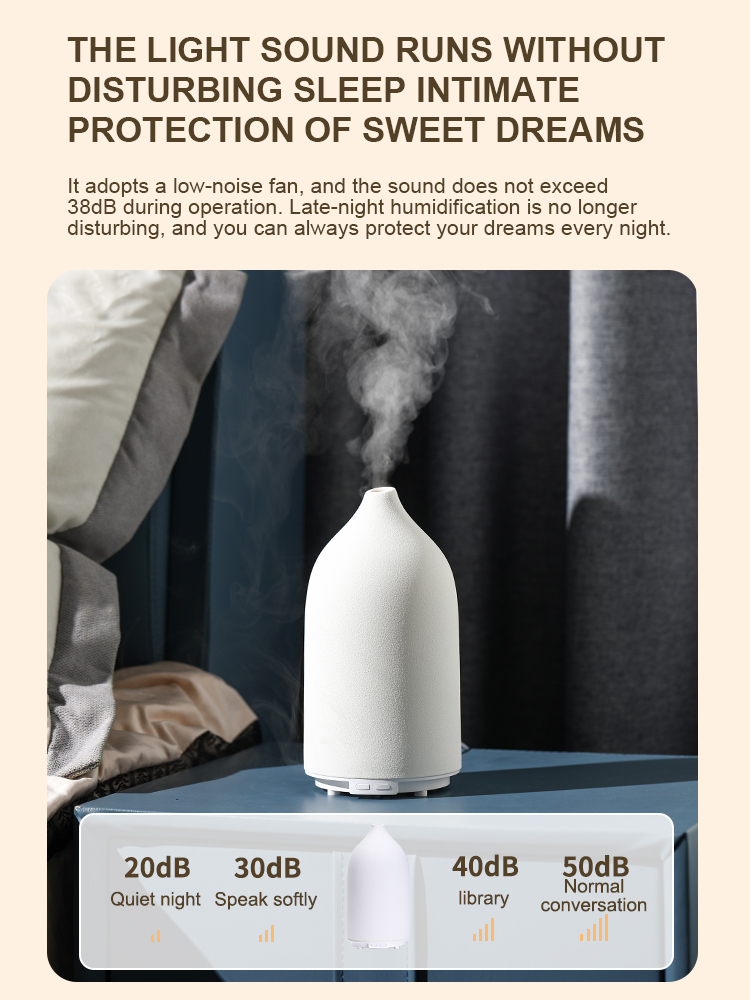 Ceramic Shell Aroma Diffuser with 3 Spray Modes, 2/4/8H Timer LED Indicator, Warm Yellow & 7-Color LED Lights