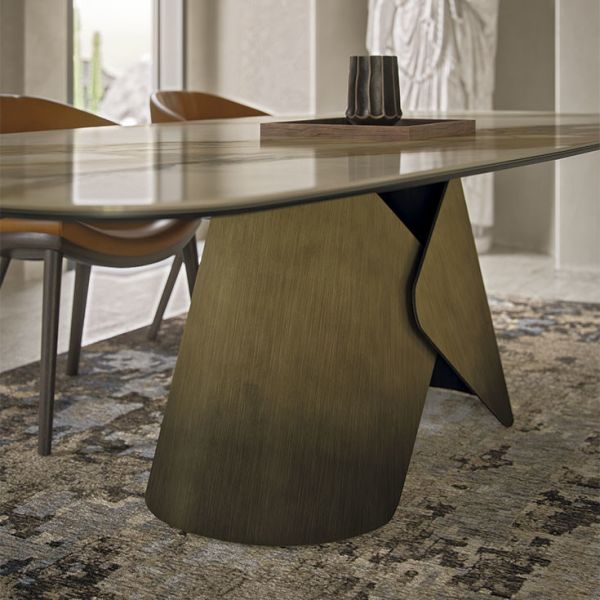 South American Style Modern Simple Rectangle Personality Metal Base Table Marble Top Dining Table