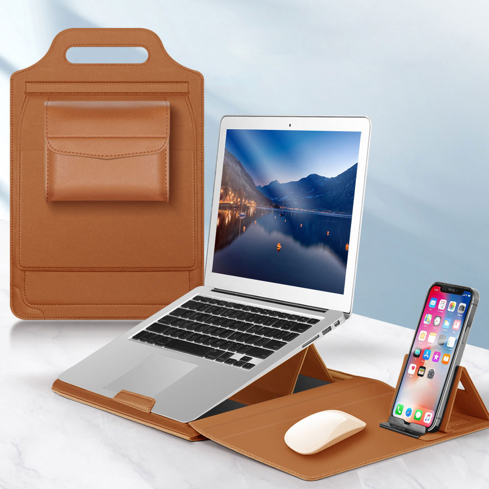 For Pu Leather Laptop Backpack 3In1 Adjustable Tablet Holder Mouse Pad Luxury Handheld Stand Business Portable Dnb28 Wholesale OEM/ODM/Private Label