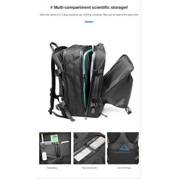 Multifunctional Expansion Boarding Bag Business Laptop Backpack 41*37*15cm