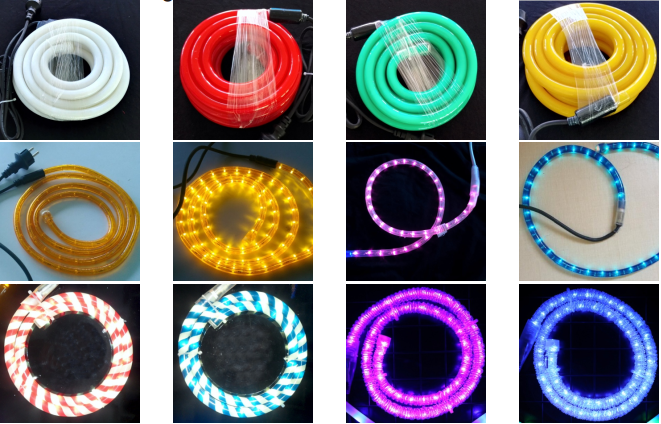 AC110V / 220V LED rope light 50M roll packing Christmas decorative lighting diameter 13mm Clear PVC housing multi color