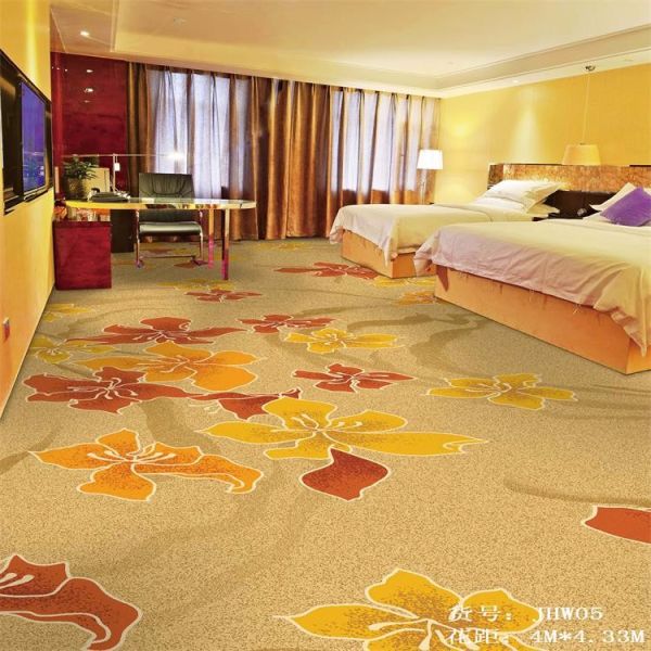 Colorful red peony pattern wall to wall nylon carpet for banquet hall