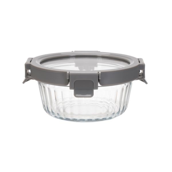 Striped Glass Food Container with Tempered Glass Lid